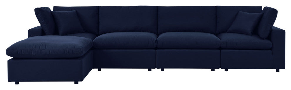 Modular Sectional Deep Sofa Chair Set, Sunbrella, Blue Navy, Outdoor Patio