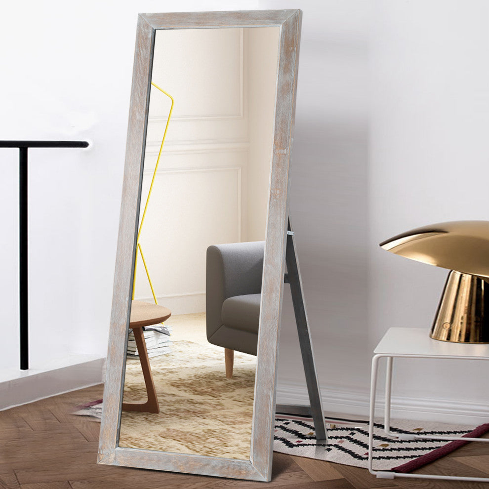 Brushed Light Brown Wooden Mirror