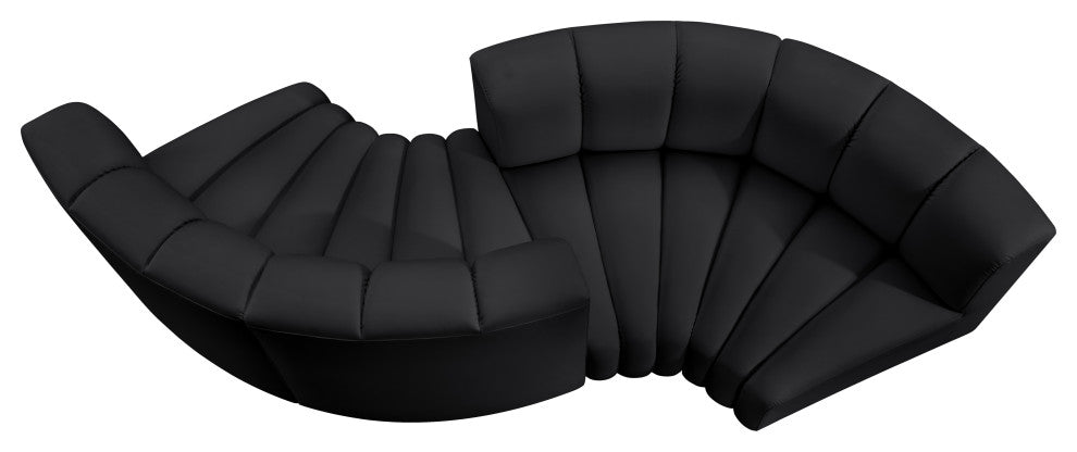 Arc Vegan Leather Upholstered 4-Pc. Facing Modular Sectional, Black