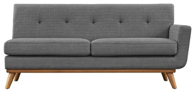 Modern Contemporary Right-Arm Loveseat , Gray, Fabric