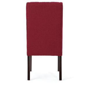 GDF Studio Blaine Tufted Wing Back Dining Chairs, Set of 2, Deep Red, Fabric