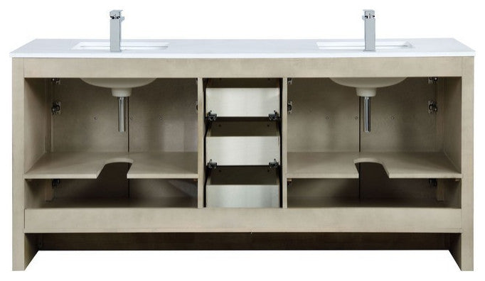 Lafarre Contemporary 72" Rustic Acacia Double Sink Bathroom Vanity, Labaro Rose