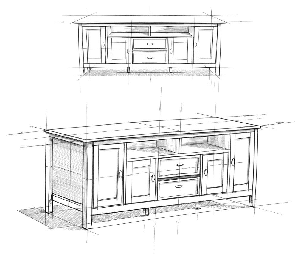Warm Shaker SOLID WOOD 72" TV Media Stand For TVs up to 80", Dark Tobacco Brown