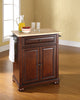Alexandria Natural Wood Top Portable Kitchen Island, Vintage Mahogany Finish