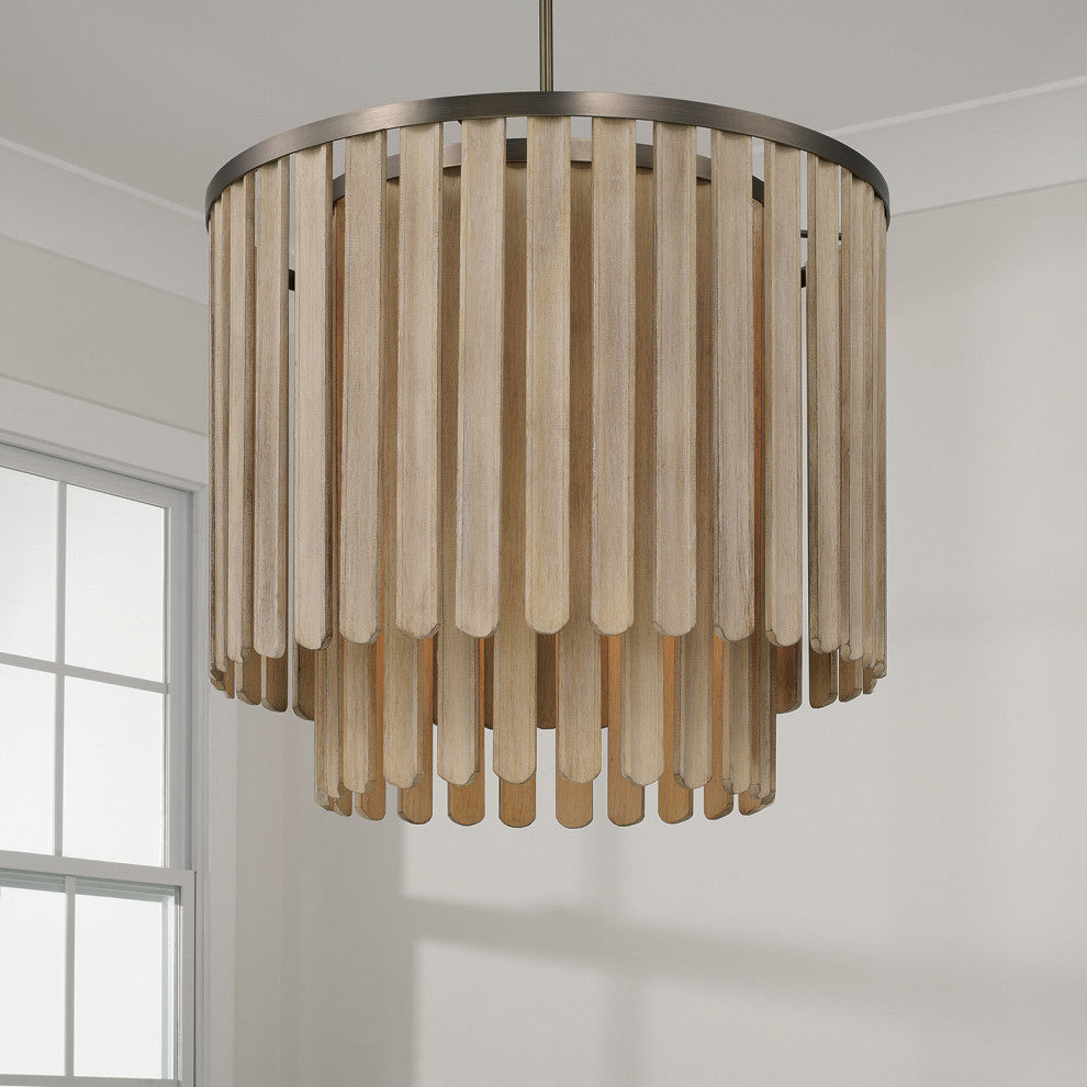 Capital Lighting 355651 Jada 5 Light 24"W Wood Pendant - Dark Brass