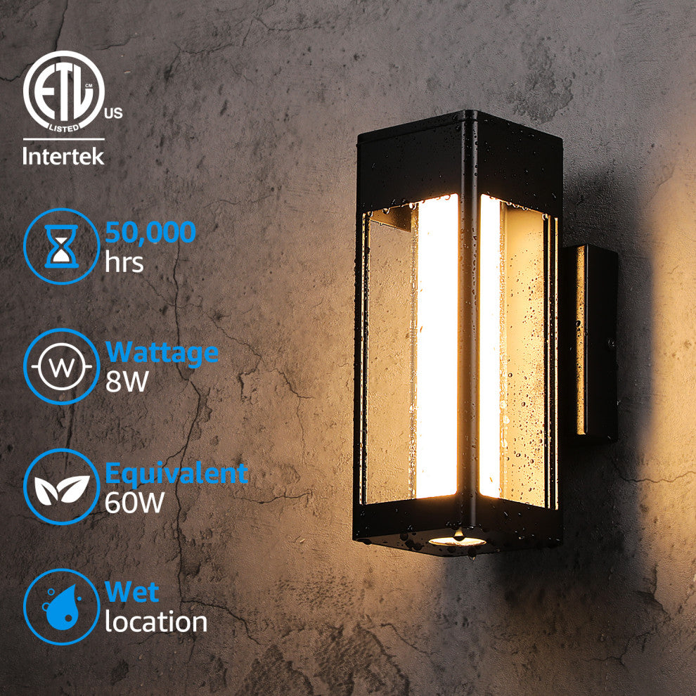 2-Pack 8W LED Wall Sconce Light Milky Glass Warm White