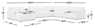 Destin 164" Modular Deep Seat Sectional Sofa, Lunar Gray-White Chenille, Left-Arm Facing