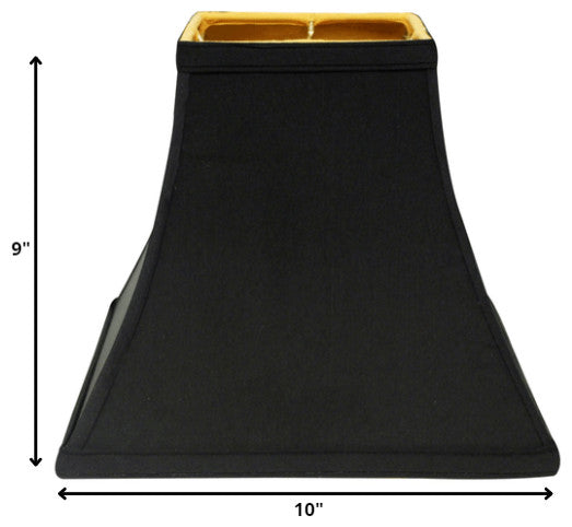 10" Black With Gold Lining Square Bell Shantung Lampshade