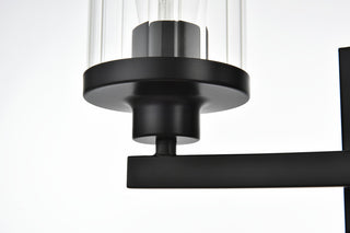 3 Light Black And Clear Bath Sconce