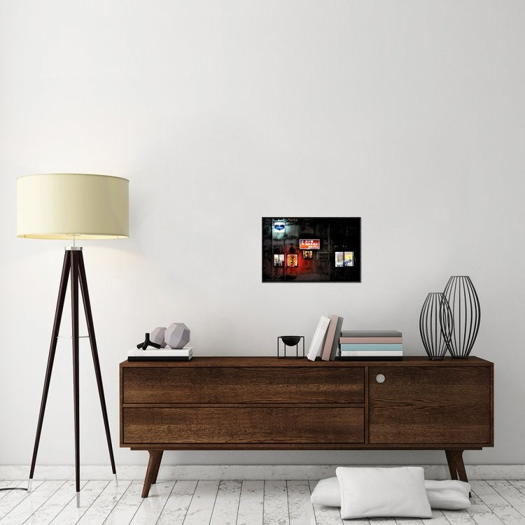 "The Red Lamp" Framed Canvas Giclee by Romimage, 23x15"