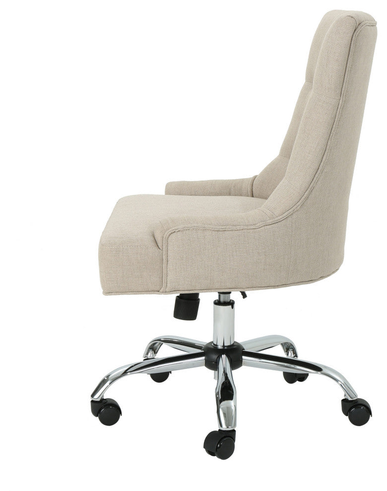 GDF Studio Bagnold Home Office Fabric Desk Chair, Wheat/Chrome