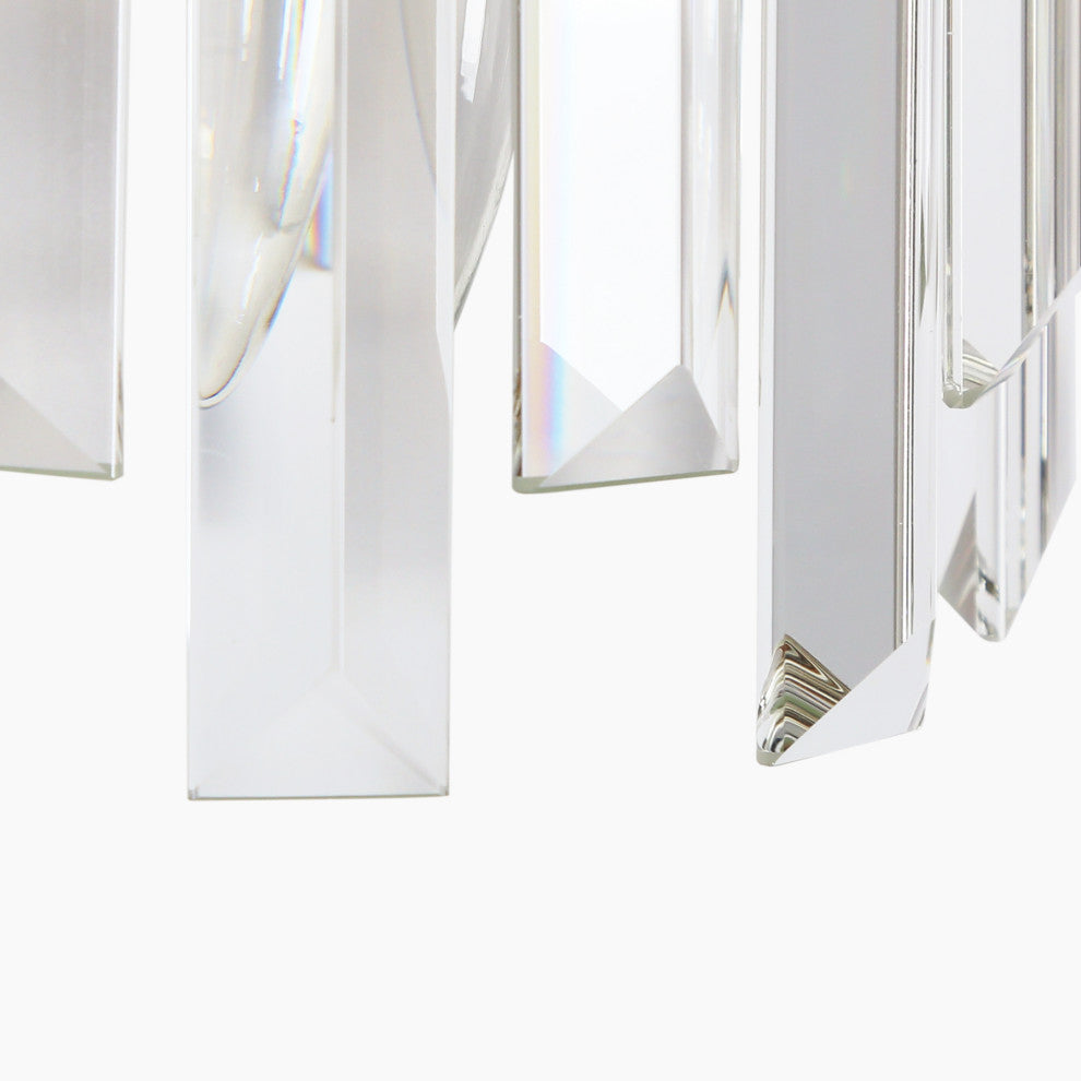 LNC 2-Light 6" Modern Brass Crystal Glass Wall Sconce, Vertical Prism Design