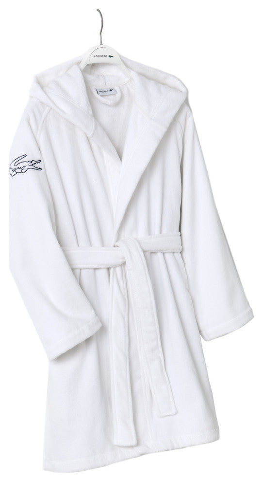 Lacoste Fairplay Unisex Hooded Bath Rober, White