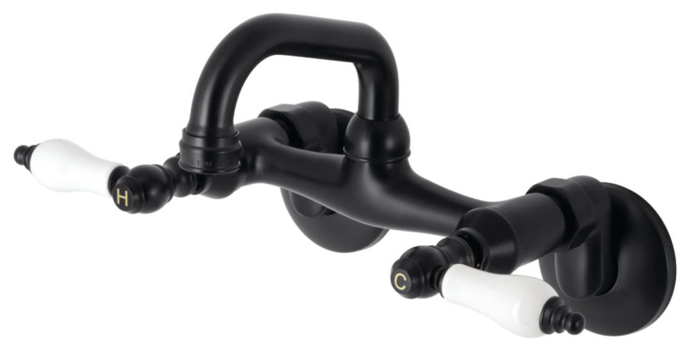 Kingston Brass KS512MB Two-Handle Wall Mount Bar Faucet, Matte Black
