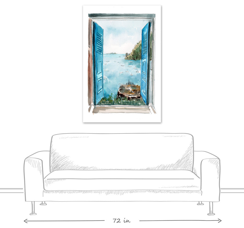 Ocean View Window 32x48 Canvas Wall Art
