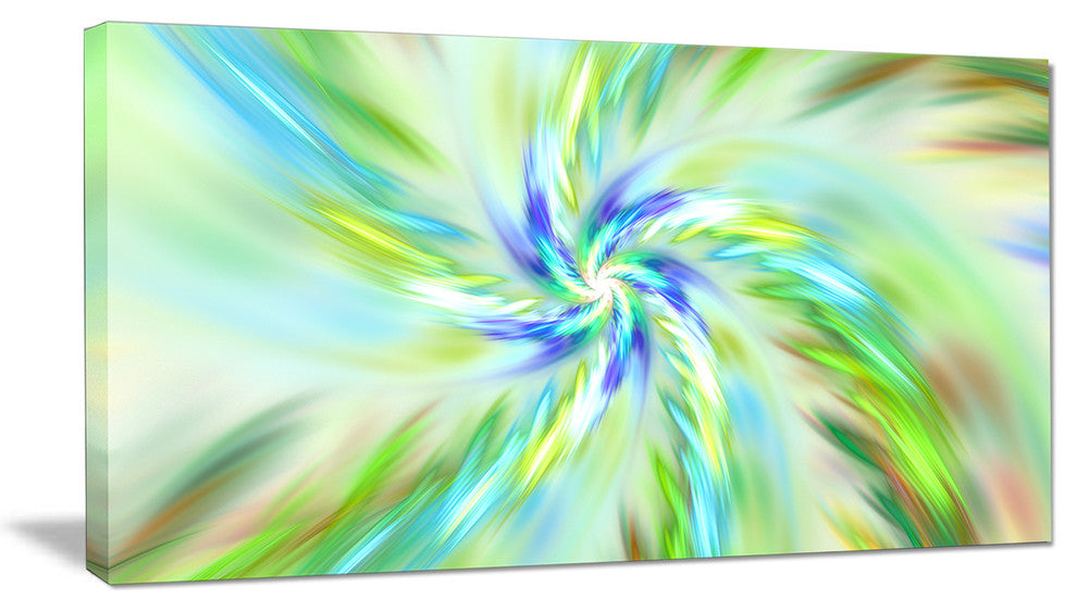 Dance of Bright Spiral Green Flower, Floral Canvas Art Print, 40x20