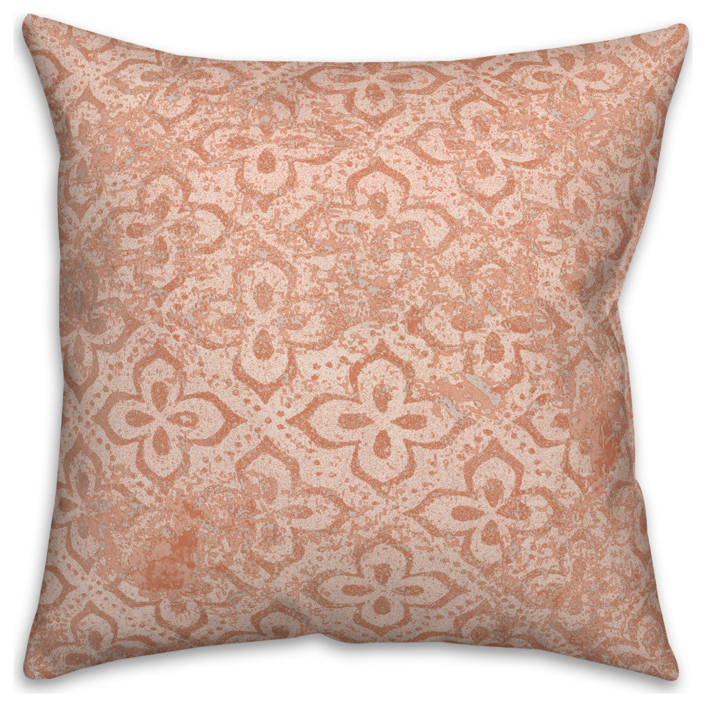 Peach Colored Pattern Distress Pillow 18x18 Spun Poly Pillow