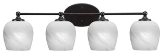 Capri 4-Light Bath Bar, Matte Black/White Marble
