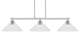 Odyssey 3-Light Island Light, Round Fitter, 16" Clear Bubble Glass