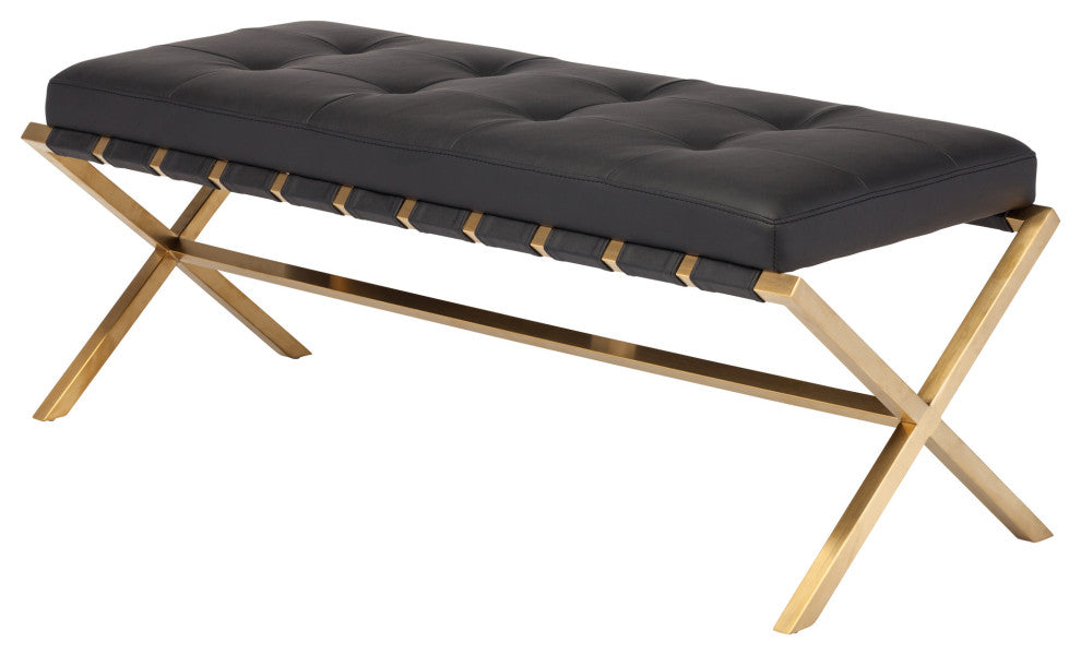 Auguste Bench Brushed Gold 47", Black
