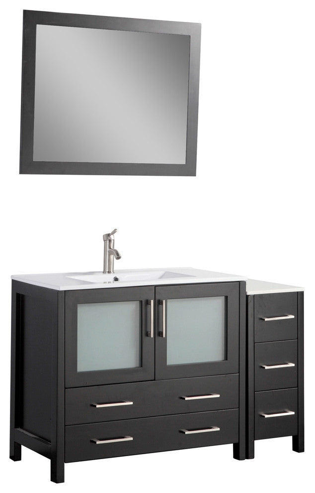 Vanity Art Vanity Set With Ceramic Top, 48", Espresso, Led Sensor-Switch Mirror