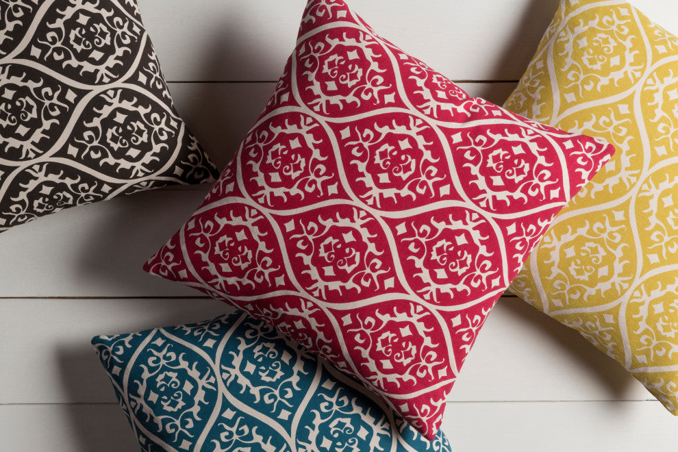 Surya Somerset SMS-001 22"x22" Pillow Cover, Ivory/Bright Blue