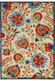 6' X 9' Green And Ivory Floral Indoor Outdoor Area Rug