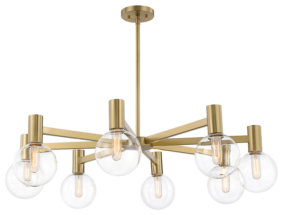 Wright 8-Light Chandelier, Matte Black, Warm Brass