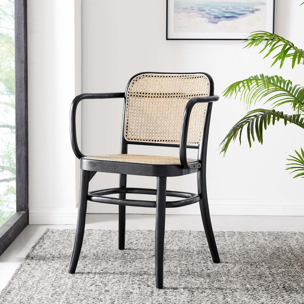 Side Dining Chair, Set of 2, Black, Wood, Modern, Cafe Bistro Hospitality