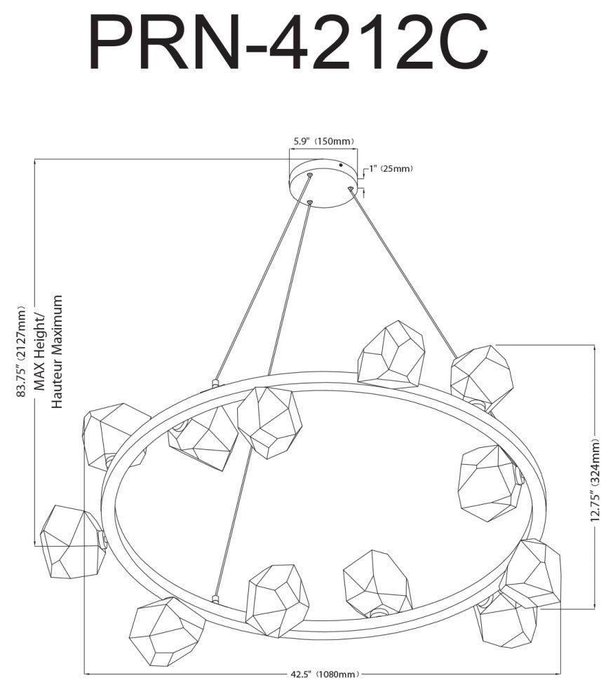 Pearlene Contemporary 12 Light Aged Brass Clear Metal Chandelier