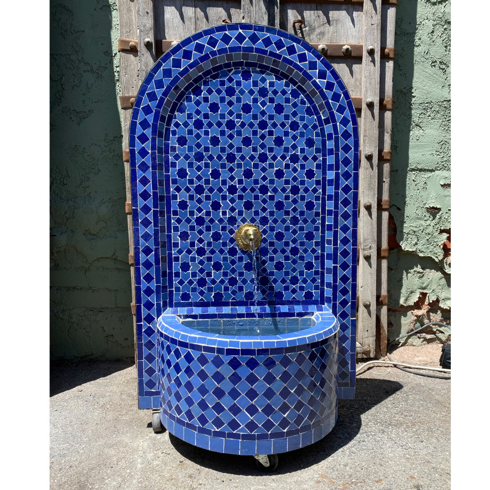 Blue Moroccan Arch Tile Fountain