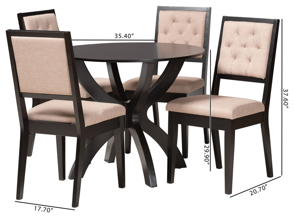 Niki Sand Fabric 5-Piece  Dining Set