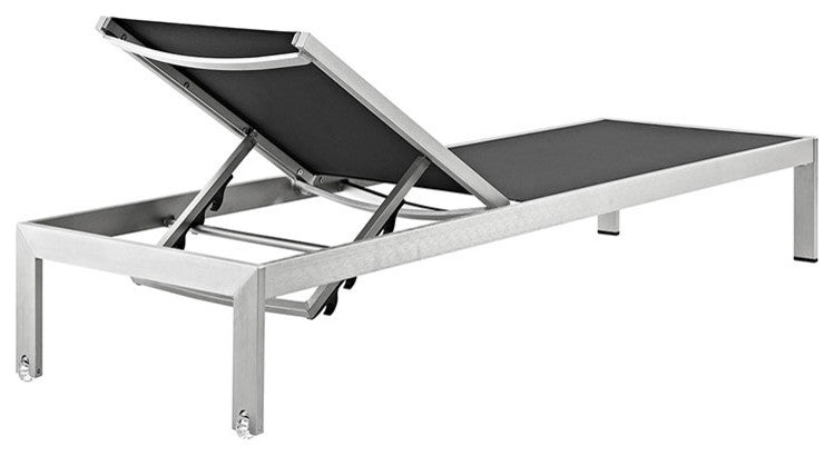 Silver Black Shore Chaise Outdoor Patio Aluminum Set of 4