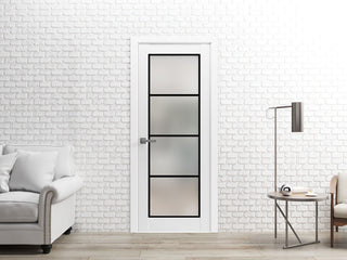 Solid French Door 18 x 84 | Planum 2132 White Silk| Bathroom