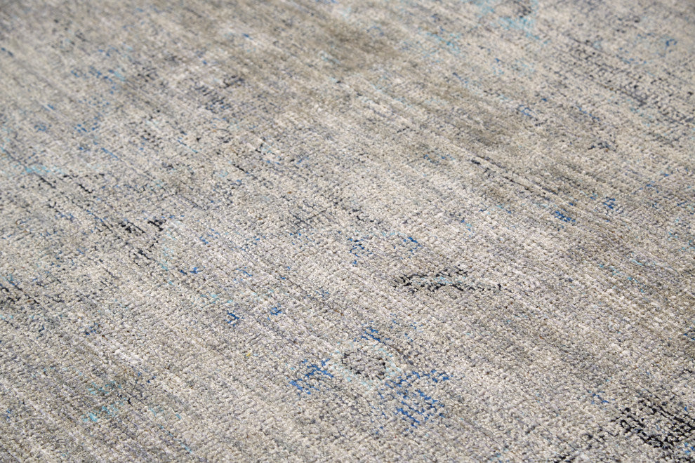 Weave & Wander Ramey Space Dyed Wool Rug, Gray/Blue, 10'x14'