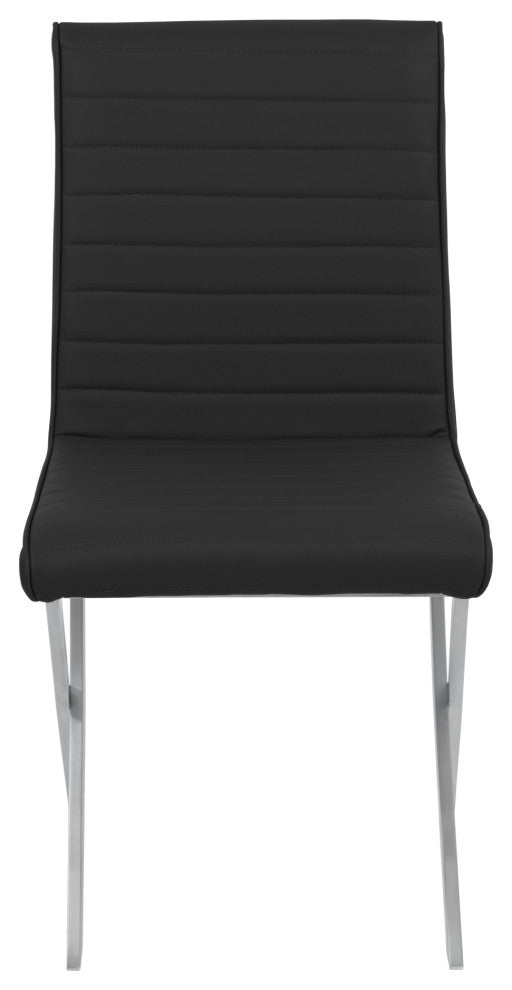 Tempe Contemporary Dining Chair In Black Faux Leather, Set of 2
