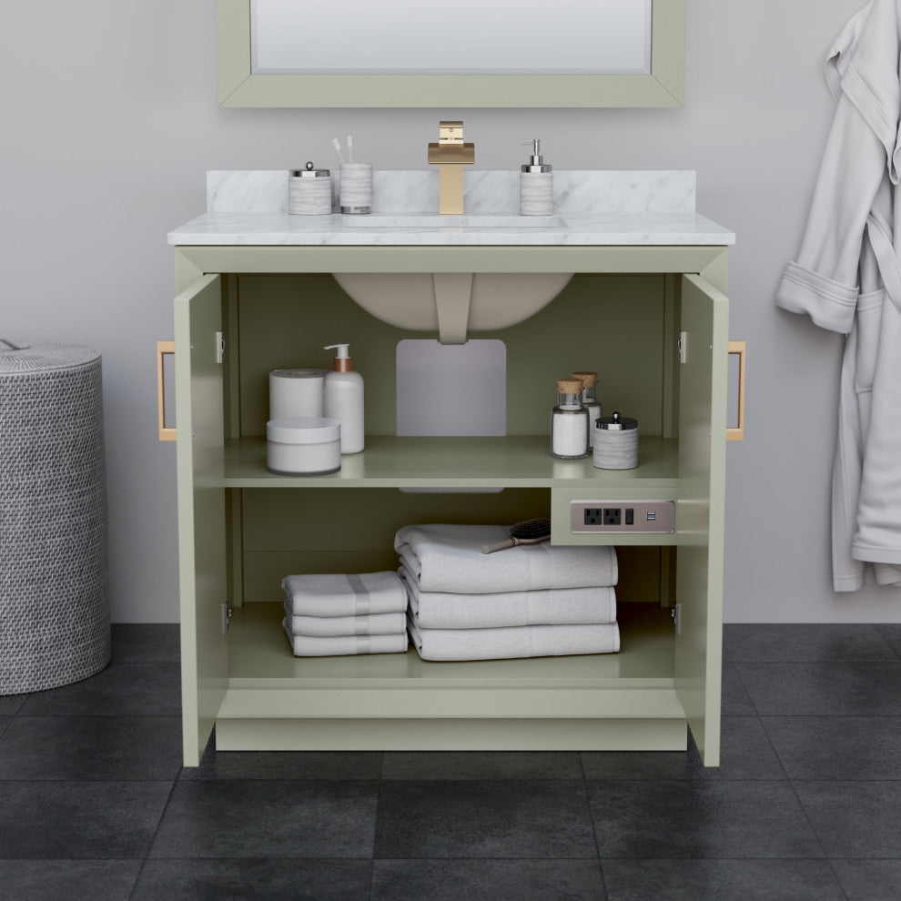 Wyndham WCF414136SLGCMUNSM34 Strada 36" Single Bathroom Vanity in Light Green