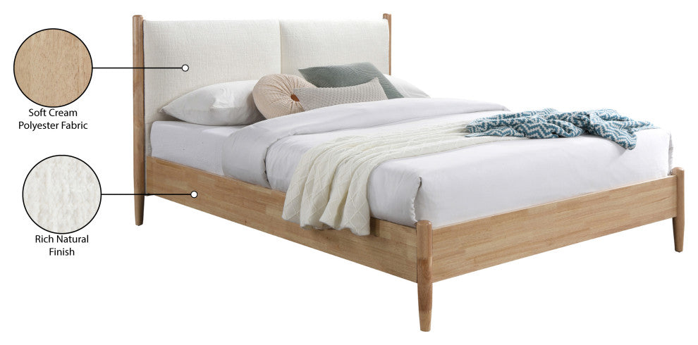 Arbor Upholstered Bed, Cream, Queen