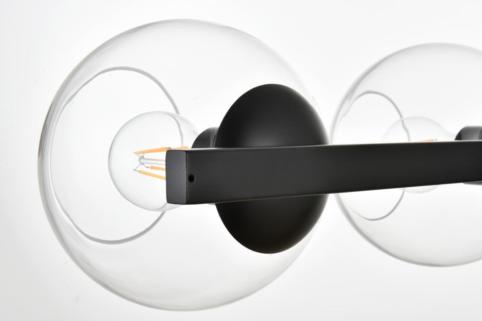 4 Light Black And Clear Bath Sconce