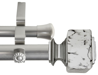 Brielle 1" Diameter Double Curtain Rod, Satin Nickel, 66-120"