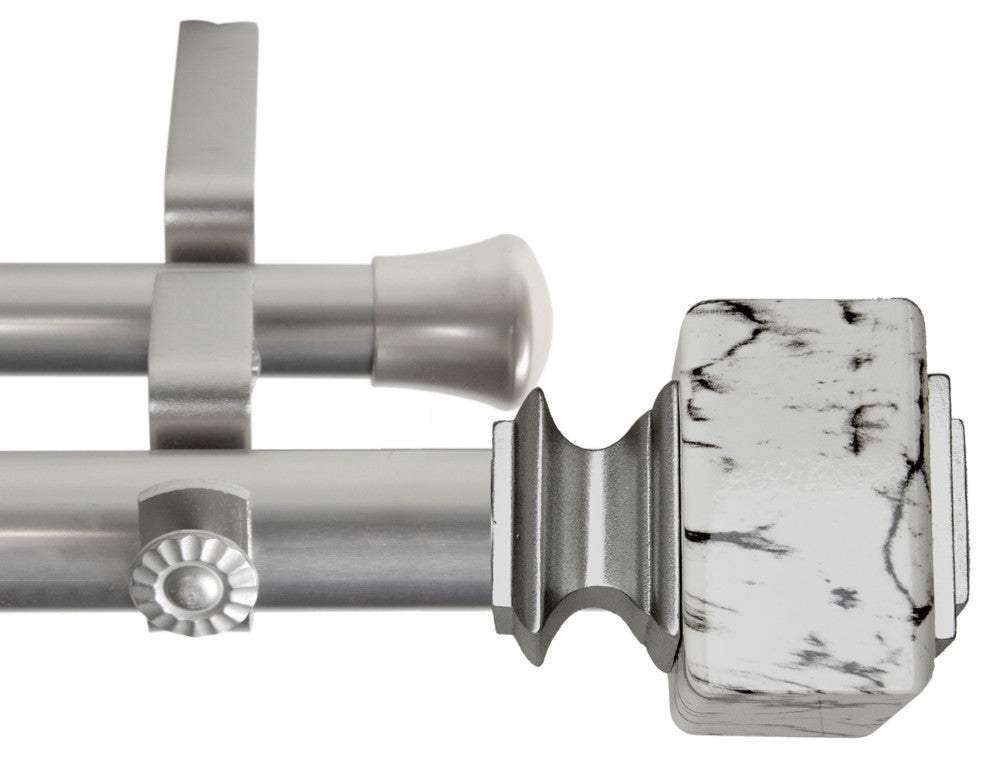 Brielle 1" Diameter Double Curtain Rod, Satin Nickel, 66-120"