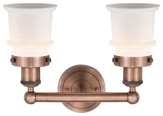 Canton 2-Light 14" Bath Vanity Light, Antique Copper Finish, Matte White Shade