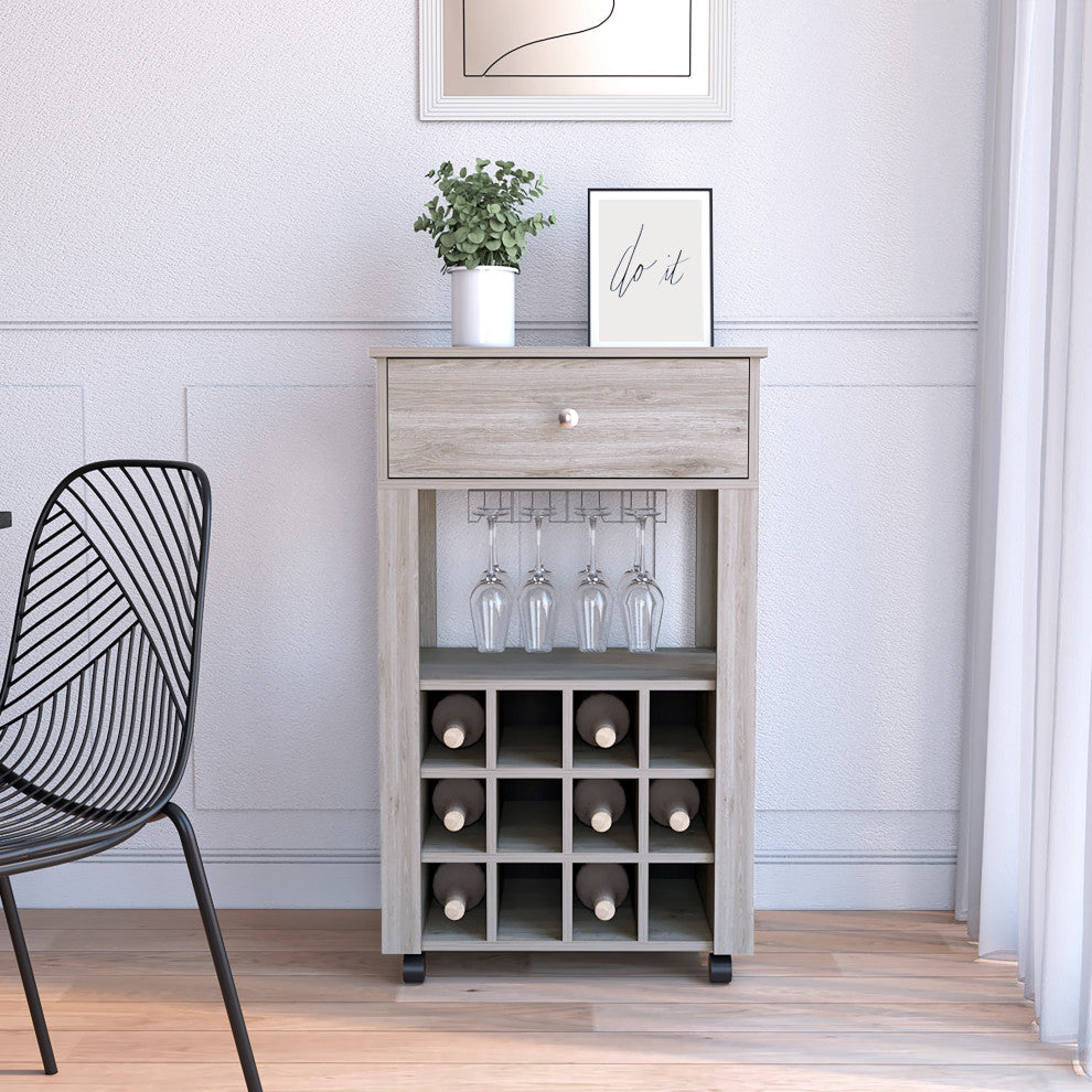 DEPOT E-SHOP Margh Bar Cart, Light Gray