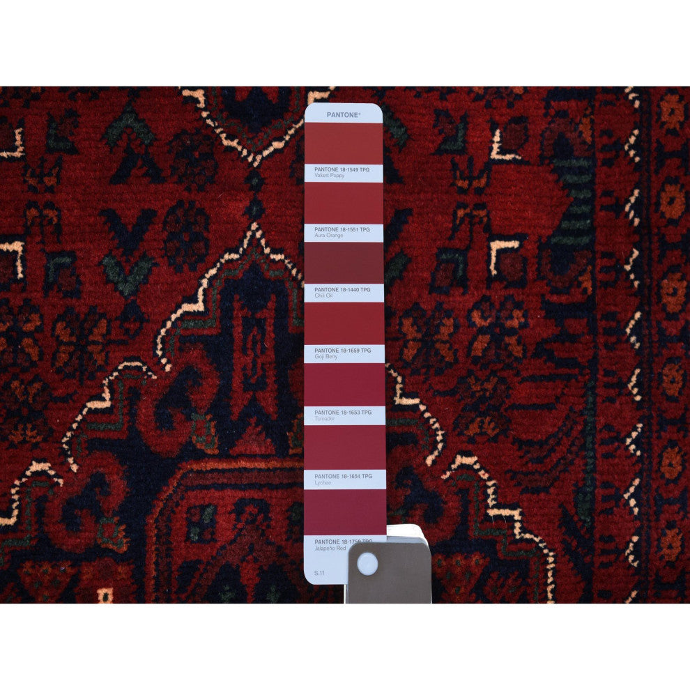 Red Afghan Khamyab Wool Tribal Design Hand Knotted Runner Oriental Rug 2'9"x9'5"