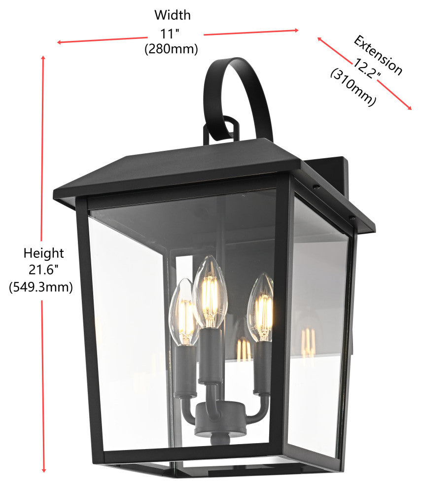 Home Living 10" Outdoor Wall Sconce, Black