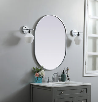 Metal Frame Oval Mirror 27X36 Inch, Silver