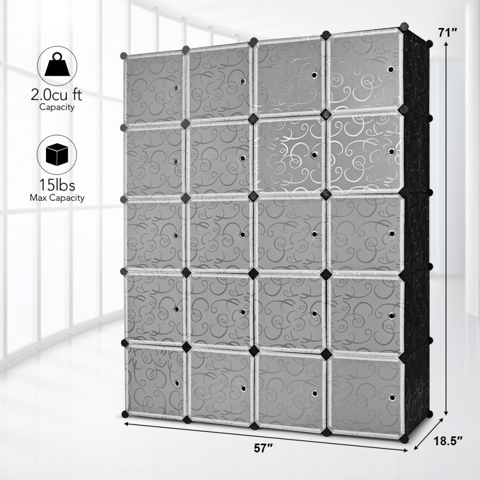 Costway DIY 20 Cube Portable Closet Storage Organizer Clothes Wardrobe Cabinet