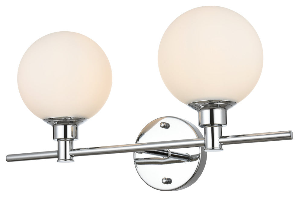 2 Light Chrome And Frosted White Bath Sconce