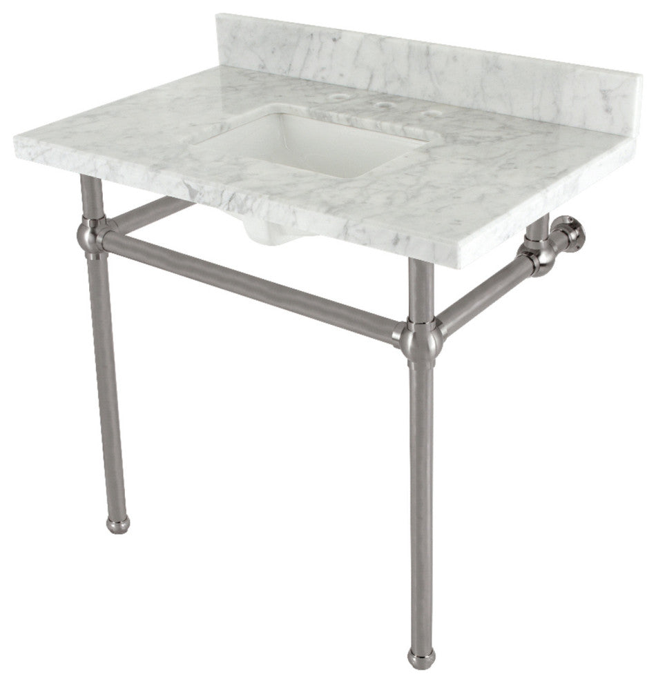 Kingston Brass KVBH3622M8SQ8 36" Console Sink, Legs, 8", 3 Hole