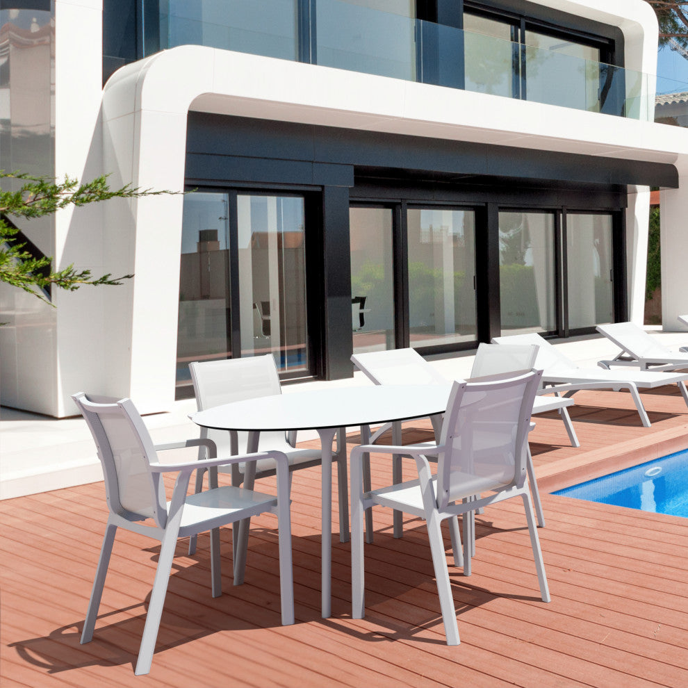 Pacific Sling Arm Chair, Set of 2, White Frame/White Sling